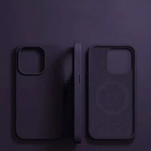 VRNOEI 豪華磁吸無線充電保護殼適用於 iPhone 16/14/13/12/11/15/17 Pro Max，天鵝絨材質，亦相容於 17 Air/14/15/16 Plus 手機保護套配件 - 暗紫色 - 查看 13