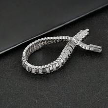 9mm Hip Hop Zirconia Snake Bone Chain, Men's Casual Accessory, Versatile, Elegant, Perfect Gift Choice, Valentine's Day Gift - Gold - View 2