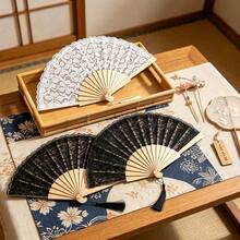 Vintage Lace Folding Fan, Elegant Handheld Fan For Wedding & Party - Lace Fan / With Tassel - View 5