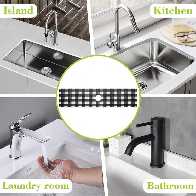 1 miếng tấm hút vòi nước bồn rửa chén họa tiết caro đen trắng, tấm thoát nước cho nhà bếp, bồn rửa phòng tắm, mặt bàn, tấm thoát nước, bồn rửa bằng đá diatomite, tấm cắt được nhanh khô - Nhiều màu - Xem 8