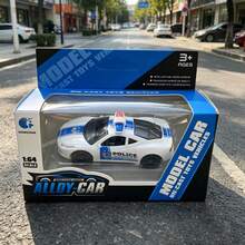1:64比例 4件組警察運輸卡車玩具套裝，合金與塑膠壓鑄消防車、軍用車、警車與直升機模型，迷你摩擦動力工程拖車，兒童車輛玩具組，適合男孩與女孩的生日禮物 - 藍色 - 查看 8