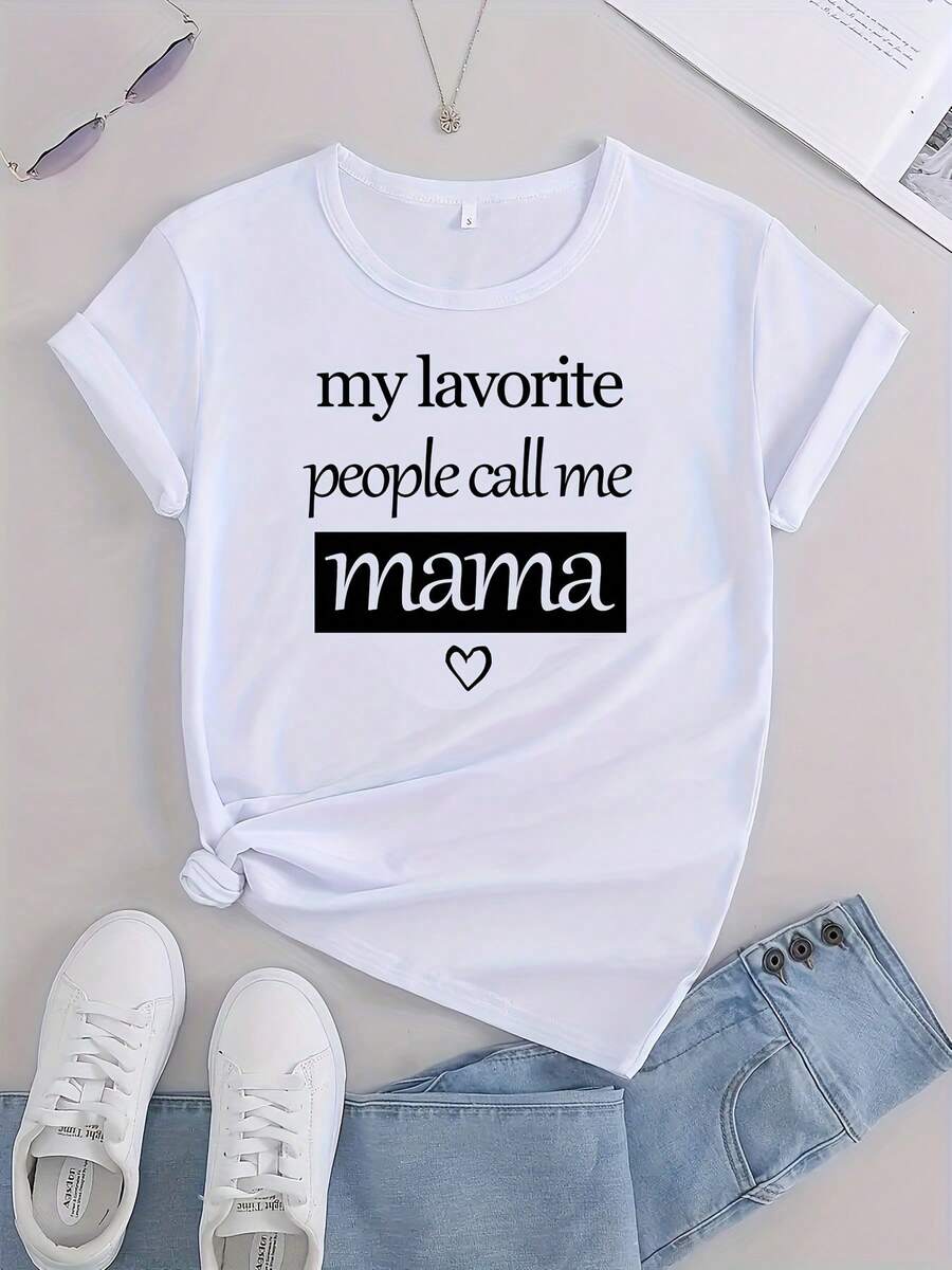 Camiseta con logotipo de letra suelta MAMA - Blanco - Ver 1