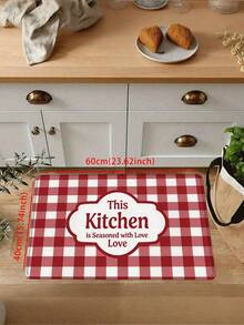 1件紅白格子 This Kitchen 印花廚房墊，美式鄉村風長款防污墊，紅白格紋浴室墊，This Kitchen 條紋地毯，廚房腳墊，防污防油廚房地板墊，舒適格子廚房防油墊，適用於客廳、餐廳、廚房、水槽區、室內玄關裝飾，適合派對、節日、聚會、禮物、晚餐派對，地毯、門墊、廚房地板墊、區域地毯、廚房用品、廚房裝飾、廚房墊、廚房地板墊、廚房套裝、泡棉墊 - 紅白格紋廚房標語 - 查看 13