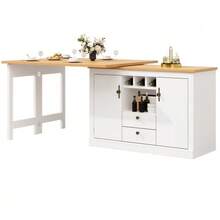 High-End Extendable Bar Table With 360° Rotation And Storage Space, Adjustable Length From 120 To 180 Cm, Ideal For The Living Room, Dining Room, Or Office. Black Extendable Designer Bar Table. - White - View 6