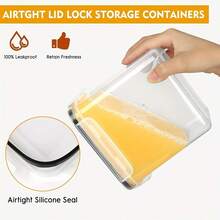 10pcs Sealed Food Storage Containers With Flip Lid (5 Sealed Jars + 5 Sealed Lids) / 16pcs (8 Sealed Jars + 8 Sealed Lids) - Microwave And Refrigerator , Summer Travel Fresh-Keeping Boxes, Transparent Plastic Kitchen Storage Containers - Leak-Proof Stackable, Suitable For Fruits, Vegetables, Pasta, Dry Goods, Camping, RVs, Etc. - Clear - View 4