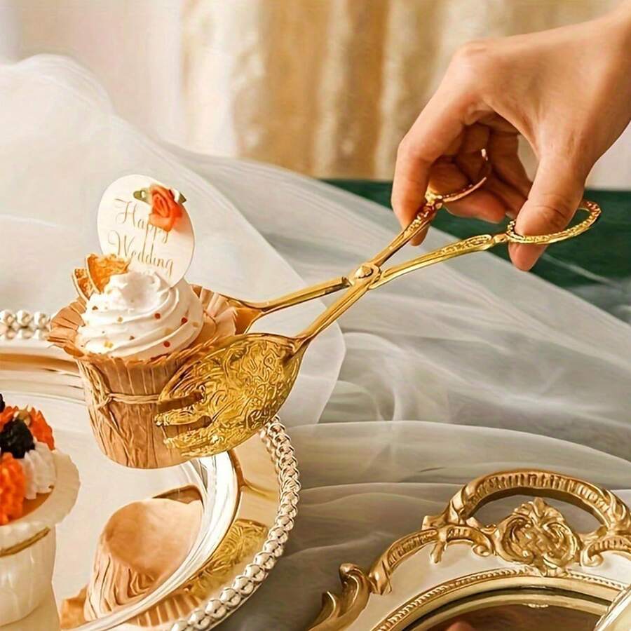 1pc Vintage Food Clip, Multifunctional Embossed Clip, Suitable For Bread, Salad, Cake, Buffet, BBQ, Home And Party Kitchen Tool - Multicolor - View 1