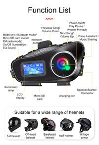 2pcs Q58 Max Motorcycle Helmet Bluetooth Intercom, IP65 Waterproof, 500m Intercom Range, Mixed Music Sharing, LCD Screen, LED Flashlight, Support Mixing, Music Sharing, EQ Sound Effects, Max 32GB TF Card, Suitable For Full-Face And Half-Face Helmets (This Product Does Not Include Memory Card) (Only Supports Communication Between The Same Model Intercom, Does Not Support Connection With Other Intercom Models) - Q58-mAX - View 13
