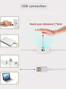Luz LED Inteligente 2835 con Retroiluminación LED Deportiva USB 5V, Interruptor de Sensor de Escaneo Manual, Luz de Sensor de Escaneo Manual Decorativa, Adecuada para Dormitorio, Fiestas Navideñas Familiares, Cocina, Decoración de Armario. - Blanco - Ver 10