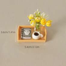 Miniature Realistic Potted Plant Tray Book, Creative Decor DIY Accessories For Dollhouse Scene, Desktop Ornament, Dollhouse Mini Decor, Photography Prop Decoration, Mini Coffee Cup Bouquet Scene Model - Multicolor - View 13