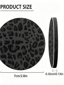 2pcs Black Leopard Print Car Cup Coasters - Non-Slip Design, 7cm Diameter. Made Of Natural Rubber Material, Washable. Each Weighs Only 10g, Perfect Accent For Your Car Interior. Not Only Suitable For Daily Use By Car Owners, But Also An Excellent Gift For Car Enthusiasts. - A - View 4