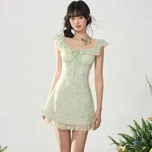Women Short Dresses - Mint Green - View 5