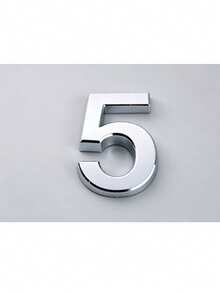 1pc 0-9 Self-Adhesive Durable Door Number Plate, Business Style Silver High-Gloss 3D Detailed Signage Suitable For Hotels, Mailboxes - House Number - View 8