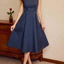 yonghongmaoyi1  Vestido elegante vintage para mujer con bolsillos y botones, vestido casual para ir y venir, vacaciones, ropa de invierno para mujer, atuendo de invierno para mujer, looks navideños, atuendo navideño para mujer, ropa navideña, ropa de Año Nuevo, atuendo de Año Nuevo, vestido de invierno para mujer, vestido de Año Nuevo, vestidos elegantes para mujer, vestidos formales para mujer - Verde militar - Ver 5