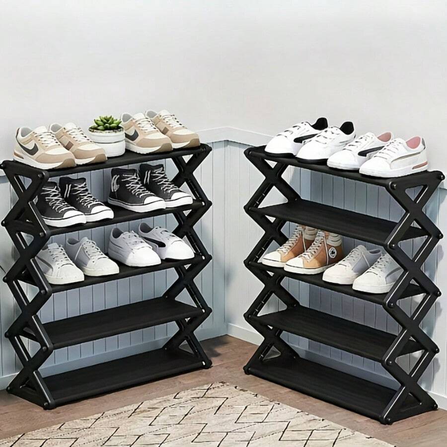 Sistema de almacenamiento de zapatos multifuncional con forma de X innovador, estantería de zapatos de varias capas, adecuado para dormitorio, sala de estar, organizador de expansión de espacio en el pasillo, estantería de zapatos para dormitorio y hogar, estantería de almacenamiento multifuncional, regalo perfecto para el hogar en vacaciones
