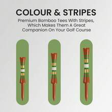 FINGER TEN golftees i bambu, 1 1/2, 1 3/4 och 2 tum, 30-pack, starka färger med ränder och jämn höjd, golftillbehör för range och banövning - Brun - Visa 5