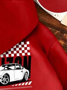 Young Boy Car Pattern Warm Sweatshirt - Red - View 3