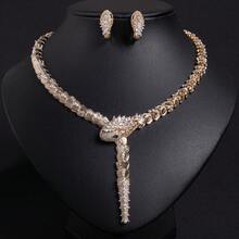 3pcs/1set Nigerian Women Dubai Gold Snake Style Jewelry Set Includes Bridal Necklace, Earrings, Clothing And Jewelry, Ideal Gift For Wedding Dresses - Snake - View 5