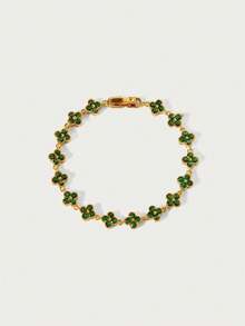 Glisma 1pc Colorful Fashionable Luxury Floral Zirconia Bracelet - Horizontal and Vertical Link - View 11