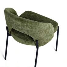 Curved Back Fabric Dining Chair, Padded Seat Metal Leg Dining Chair, Suitable For Dining Room/Kitchen/Coffee Nook, 3 Colors Available - Olive Green - View 5
