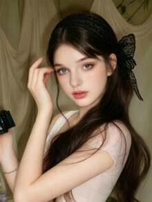 1/3/6pcs Women's Black Lace Fairy Headband, Ultra Soft Sponge Material, Fashionable Versatile, Elegant Minimalist, Suitable For Daily Wear - Black - View 3