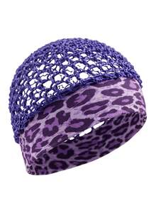 1pc Leopard Print Double-Layer Satin Patchwork Sleep Bonnet, Suitable For Curly And Straight Hair - Multicolor - View 16