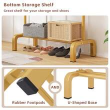 JIUYOTREE - Perchero estándar para ropa con estantes de almacenamiento organizador de ropa para colgar ropa chamarra chamarra suéter jeans dorado - Dorado - Ver 8