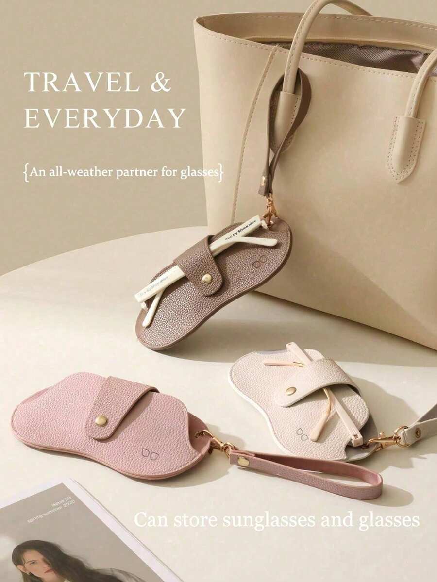 1pc Portable Summer Fashion Glasses Storage Pouch With Hook Protective Case