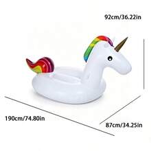 Extra Large Rainbow Unicorn Inflatable Float, Thick PVC Adult Water Floating Lounger, Suitable For Pool, Beach, Vacation Atmosphere - 白色獨角獸 - 查看 7