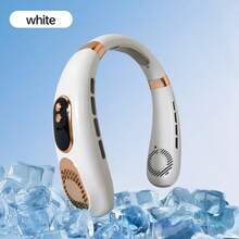 1 pieza Ventilador de cuello portátil multifuncional, disponible en 4 colores. 5 ajustes de velocidad del viento. Equipado con batería de litio de alta eficiencia de 1200mAh. Motores silenciosos duales. Pantalla LED y iluminación ambiente. Esencial para actividades al aire libre - Estilo de cuello - Ver 10