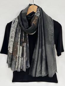 1pc Lightweight Beach Accessories Four-Season Scarf/Shawl/Beach Cover-Up Featuring Small Flower Patterns, As Headscarf For - Olive Green - View 6