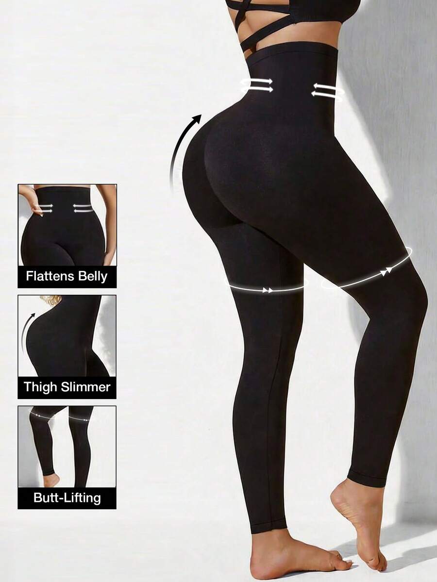 Loungeista Women Compression Black Leggings Tummy Control Butt Lifting Shapewear High Waist Thigh Slimmer Pants Body Shaper Christmasfor Summer