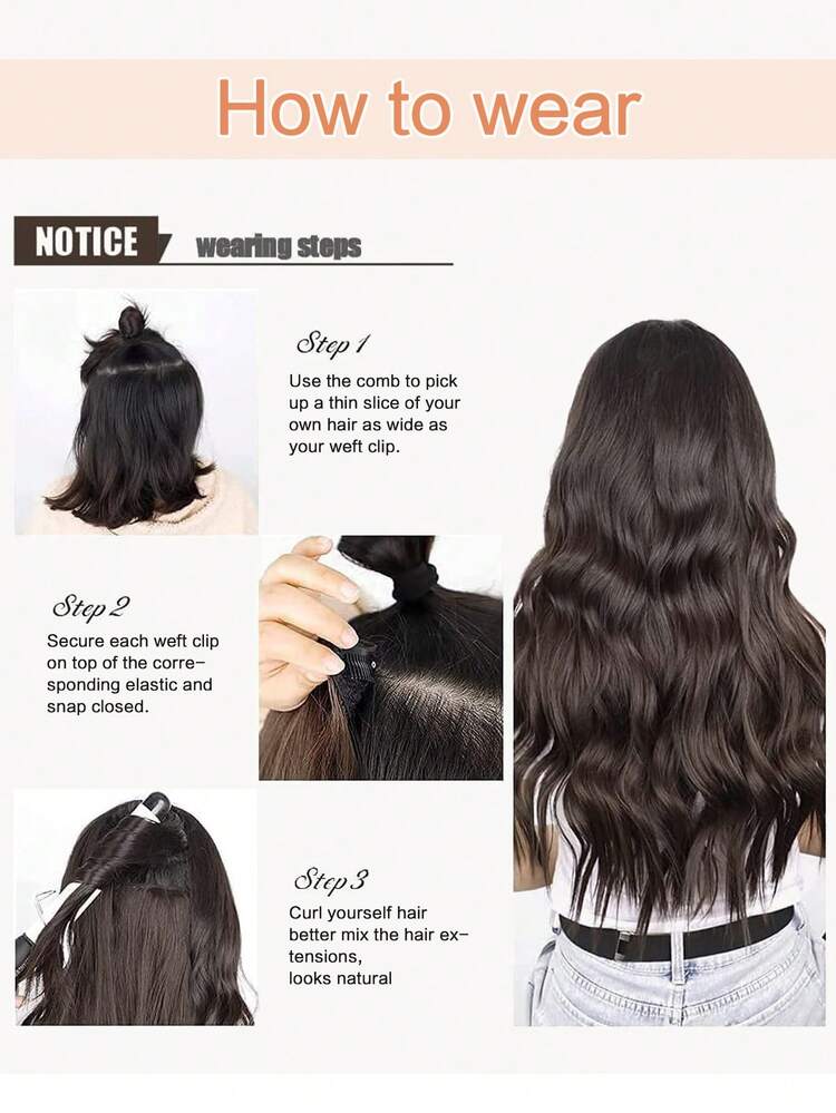 4PCS Clip In Hair Extensions 20inch Wavy Hair Extensions Clip Ins Light Brown With Shiny Ends Hair Extensions Full Head Synthetic Hair Pieces For Women Natural Luster