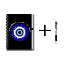 1 Set di quaderni a spirale con motivo occhio malocchio turco, include penna, 100 pagine 50 fogli. Minimalista e alla moda, adatto per registri di lavoro, appunti di studio, uso scolastico. Che si tratti di scrivere un diario, fare piani quotidiani o usarlo come promemoria, è molto appropriato. Regalo di laurea, regalo di compleanno, ecc. Scelta regalo preferita! - Opzione A + 1 penna - Visualizzare 2