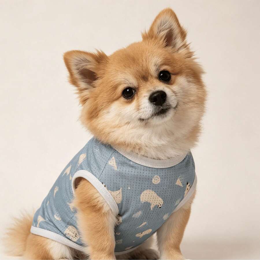 夏季透氣快乾狗狗背心，輕量舒適無袖寵物T恤，適合小型/中型犬 - 彩色 - 查看 1