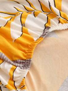 Elastic Sofa Bed Cover, Yellow Leaf Print, Armless Sofa Cover, Protective Cover, Machine Washable, Simple Home Decoration - Yellow - View 8