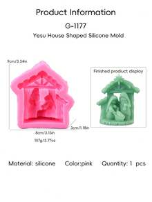 1 Buah Cetakan Lilin Patung Rumah Pondok Liar dari Plester, Cetakan Silikon DIY, Cetakan Plester & Silikon - Hot Pink - View 10