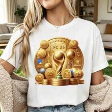 Vintage T-Shirt With  Gold Trophy Graphic - 白色 10 - 查看 7