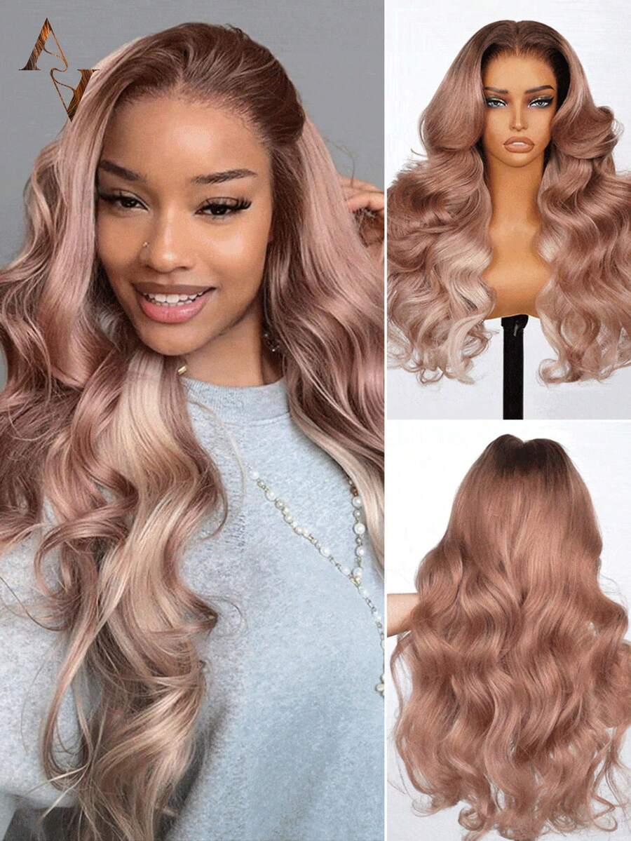 ARABELLA 13x6 Lace Front Wig Ombre Strawberry Blonde Colored Wig Body Wave Adjustable Drawstring 100% Human Hair 13x4/6x5 Transparent Lace Wig Pre Bleached & Pre Plucked Hairline 180% Density Free Part - Multicolor - View 1