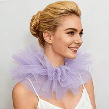 1pc Lightweight Mesh Clown Ruffle Neck Collar, Vintage Clown Style Neck Decor, Layered Mesh Victorian Faux Collar, Detachable Ruffle Neckpiece, Suitable For Halloween, Circus Cosplay, Renaissance Fair And Theme Parties - Light Purple - View 1