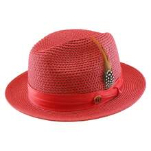 Men's Straw Fedora Hat With Satin Band & Feather, Breathable Woven Summer Casual Sun Hat For Beach And Daily Wear Father's Day Gifts - Olive Green - View 3