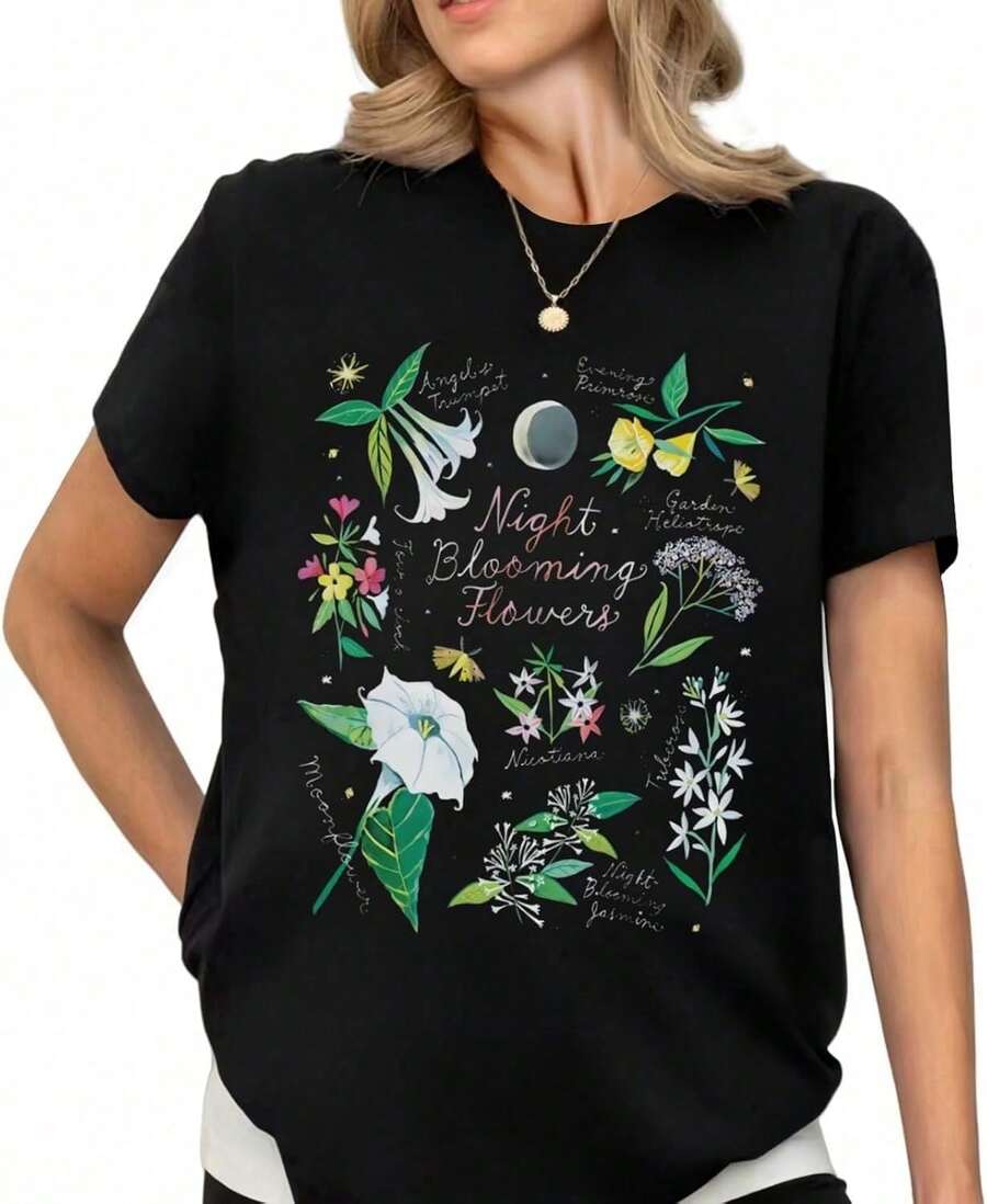 Women's Vintage Bohemian Floral Print T-Shirt, Short Sleeve Printed Blouse For Girls, Breathable And Comfortable. Pure Cotton T-Shirt, Soft And Comfortable To The Touch. - -1 - 查看 1
