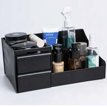Handy Desktop Makeup Organizer With Drawers – Space-Saving Cosmetic Storage For Daily Skincare & Toiletries,It Is The Top Choice For High-End, Refined And Successful Individuals. It Is A Must-Have Gift For Valentine's Day. - 黑色 - 查看 5