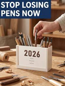 Multifunctional Desktop Organizer With 2026 Calendar Display, Space-Saving Minimalist Student Desk Storage, Sturdy Pencil Holder, Suitable For Study Room, Pen Holder, Office Desk Accessories, Home Decor, Travel Essential - Multicolor - View 9