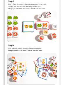 Animal Dice Matching Fun Game, 2-Player Battle Parent-Child Interactive Toy, Animal Recognition Exercise For Observation And Hand-Eye Coordination - 彩色 - 查看 8