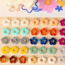 200pcs/50pcs Acrylic Beads, Flower Shaped, With Different Gradient Designs, Perfect For Making DIY Earrings And Other Jewelry Crafts. - Mixed Colors - View 4