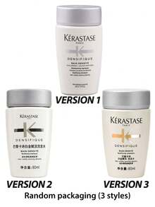 卡诗（旅行装）丰盈洗发露 80ml*3，蕴含玻尿酸，专为细软发质设计。丰盈强韧洗发露 | 去除堆积物，增添光泽 | 蕴含玻尿酸 | 适合细软、稀疏及脱发发质 [随机包装（2 种款式）] - 80ml*3/240ml - 查看 3