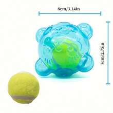 1pc Blue Green Pink Transparent High Elastic Dog Toy Ball With Built-In Tennis Ball Squeaker, Durable Bite-Resistant Interactive Pet Play Toy - Multicolor - View 3