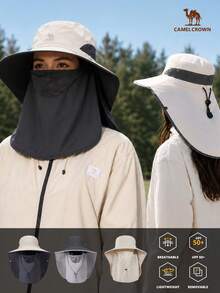 CAMEL CROWN 渔夫帽、徒步帽、户外遮阳帽、女士徒步帽、男士登山帽、西部牛仔帽 - 卡其色 - 查看 1