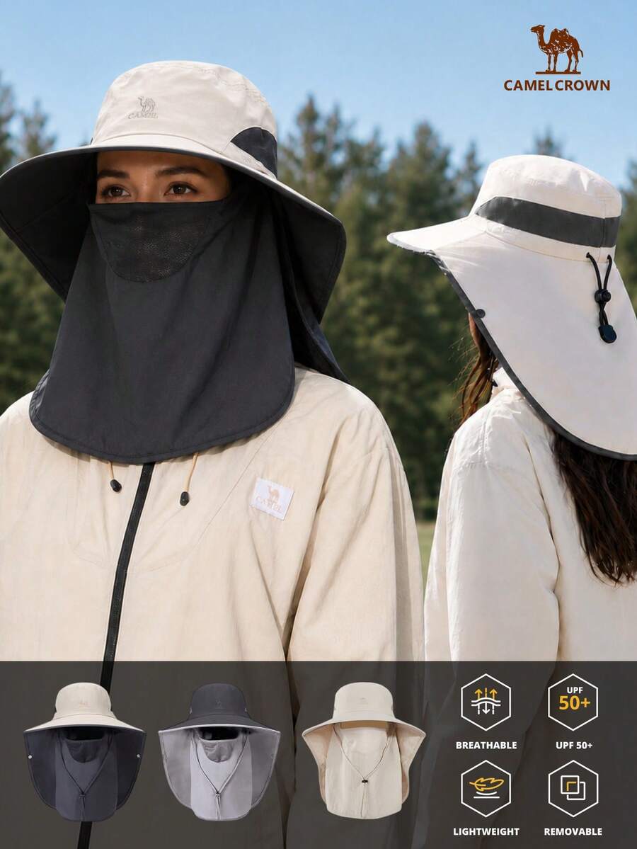 CAMEL CROWN 渔夫帽、徒步帽、户外遮阳帽、女士徒步帽、男士登山帽、西部牛仔帽 - 卡其色 - 查看 1