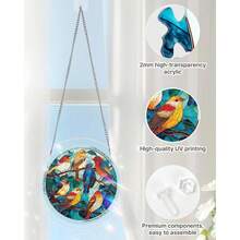 Acrylic Puzzles Suncatcher Window Hanging, 83 Pieces 7.4 Inch Sun Catcher Acrylic Puzzles Garden Decoration For Women Men Mom Birthday Gift Home Decor (Dawn Flower) - 鳥類 - 查看 5